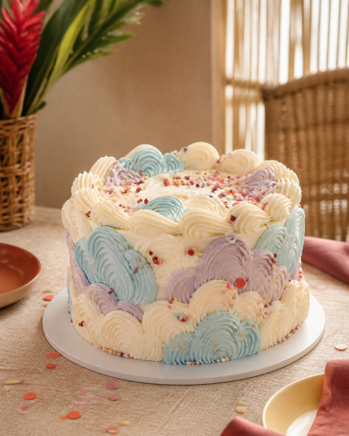A colourful Crave Hut custom cake styling sample